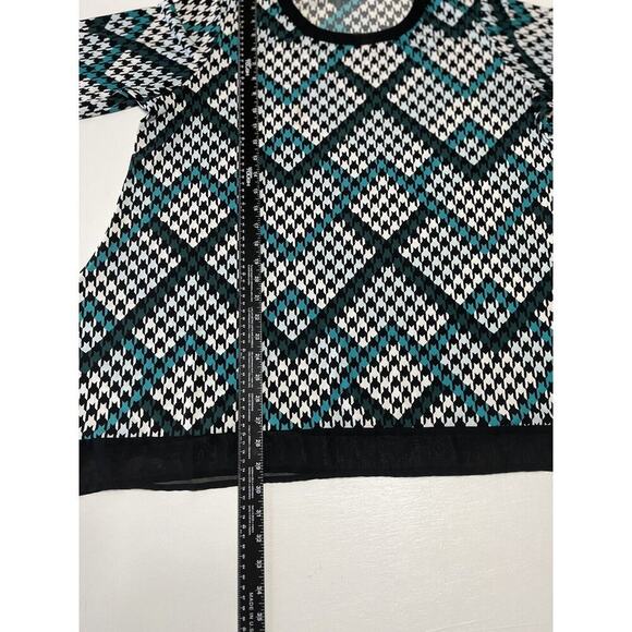 C established 1946 SZ 18/20 3/4 sleeve Back White Teal Loose Fit Flowing Top - Picture 4 of 10